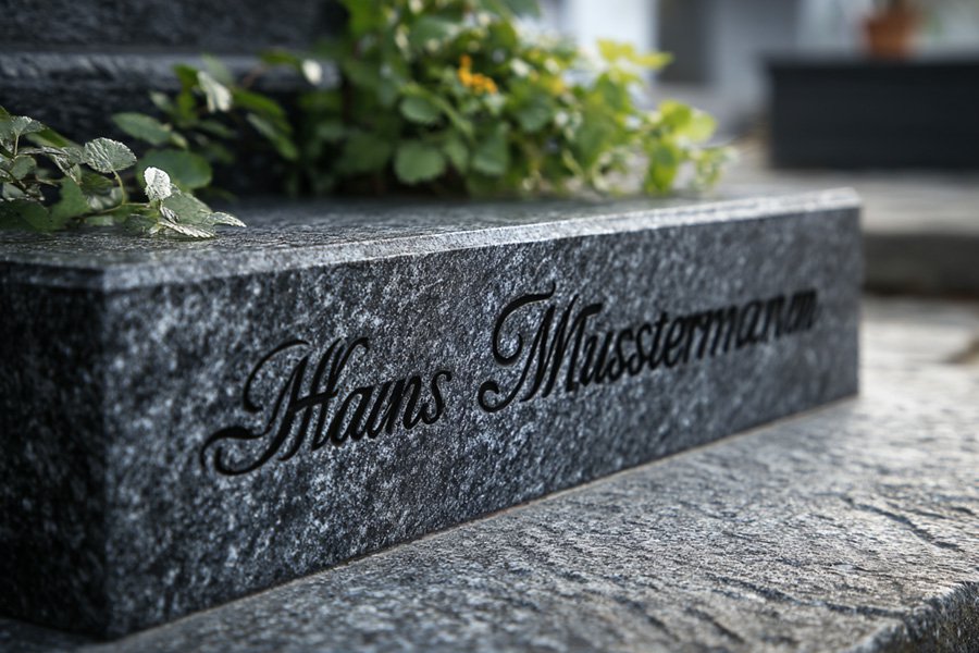 Grabplatte Rosengravur